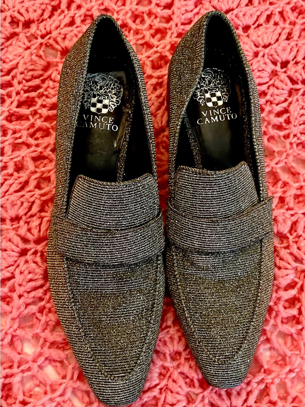 Vince Camuto women Metallic Charcoal Loafers
